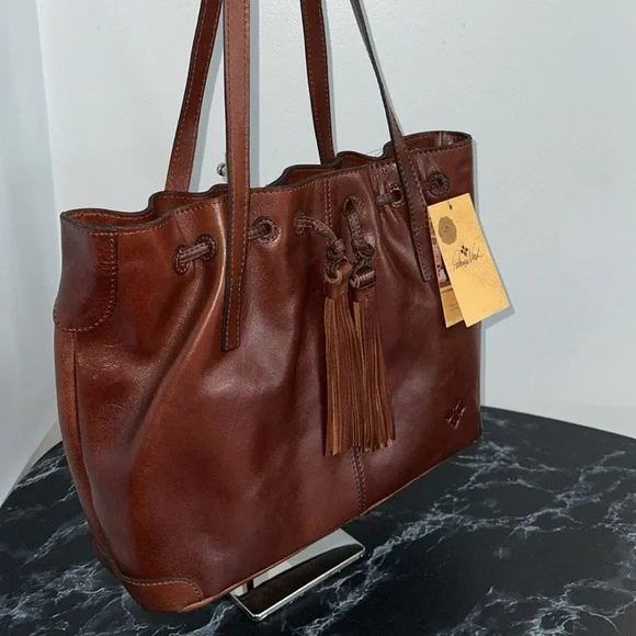 Patricia Nash Leather Drawstring Witney Large Bag Distressed Tan AUTHENTIC NWT - Picture 2 of 11